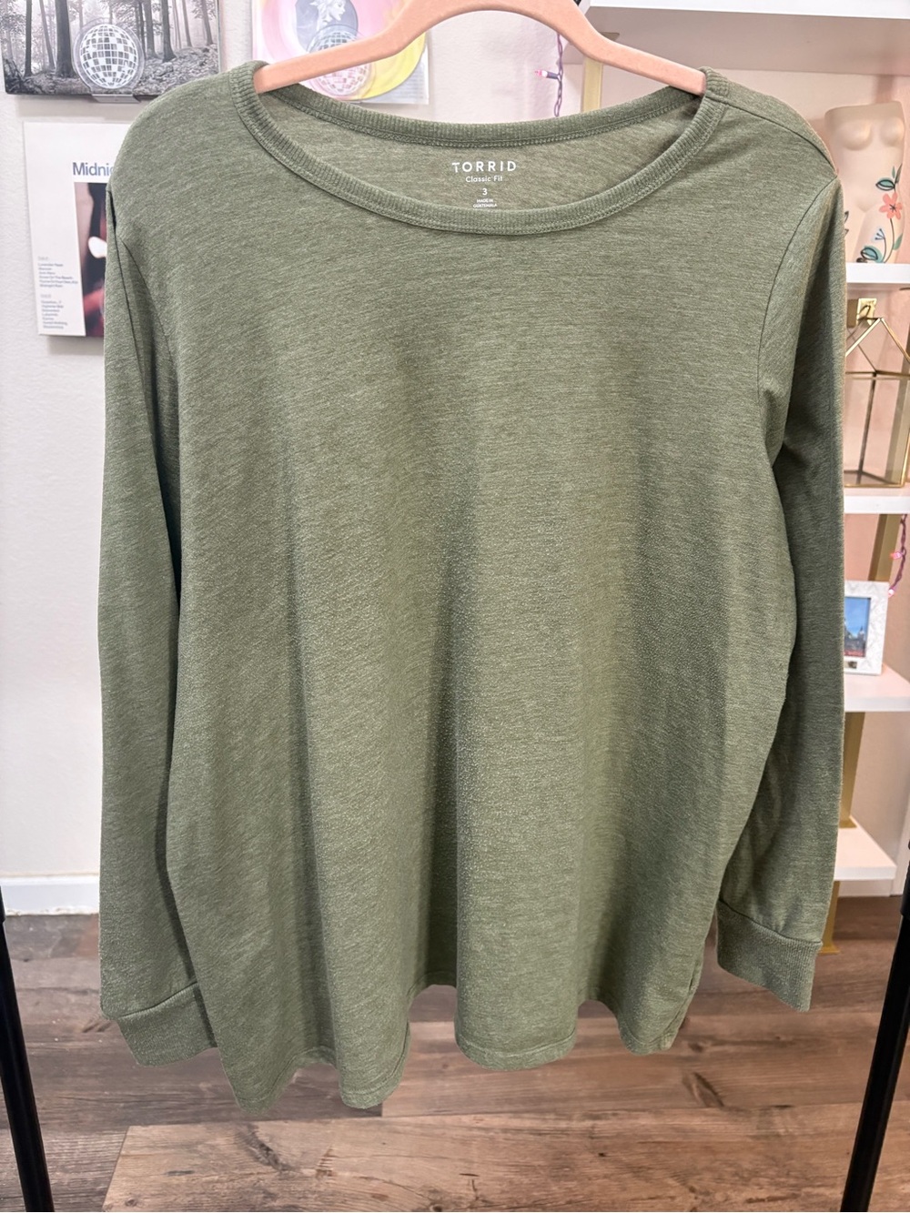 Torrid Olive Green Classic Fit Long Sleeve Crewneck